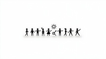 Aufkleber - depicting diverse human figures group members and teams in a thin line style design  This modern simple aesthetic is suitable for business and community themes conveying concepts of inclusive culture