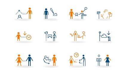 Aufkleber - A set of clean minimalist icons in a thin line style representing people in groups participants and organization members  These icons are ideal for visuals related to population
