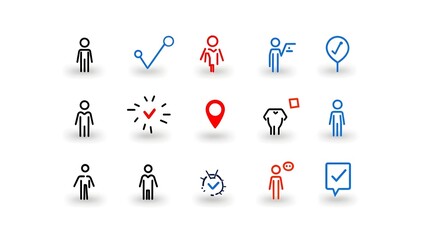 Aufkleber - Thin Line Icon Set Depicting People Human Figures and Teams Highlighting Organization Community and Audience Connections Designed for Professional and Casual Themes