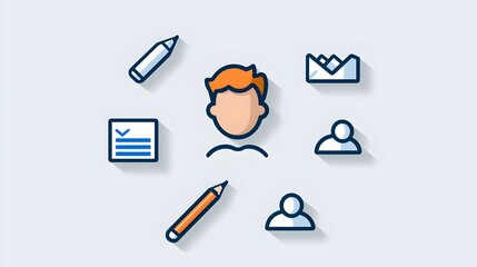 Aufkleber - A set of thin line icons featuring participants groups and organization members with simple outlines and a modern minimalist design perfect for visual representation of community population