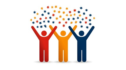 Aufkleber - in thin line style depicting people and human figures representing teams audience and group participation designed for organizational and community based concepts and themes