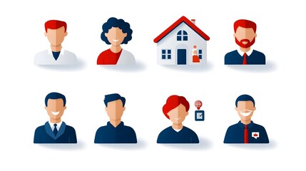 Aufkleber - Sleek featuring a set of thin line icons that symbolize the concepts of community interaction  The clean minimal and modern design conveys a sense of professionalism efficiency