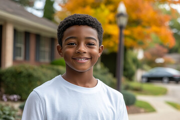 Black teenager boy on a outdoors background