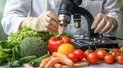 A photograph showcasing the development of synthetic food ingredients in a state of the art laboratory environment