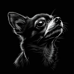 Chihuahua portrait, black isolate background