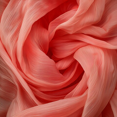 Wall Mural - Close-up of flowing coral fabric textures