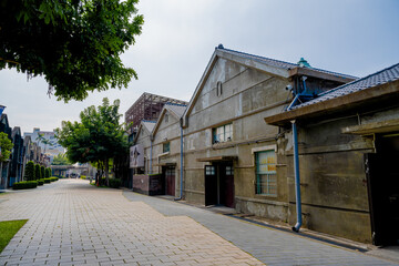 Taichung, Taiwan- October 15, 2024: View of The Cultural Heritage Park, Ministry of Culture in Taichung, Taiwan. The buildings were originally brewery factories during the Japanese rule of Taiwan.