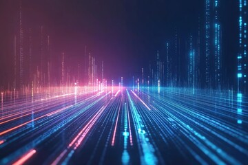 Wall Mural - vibrant digital light trails create a dynamic abstract background for technology, data, or futuristi