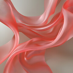 Wall Mural - Flowing coral silk fabric creating elegant waves