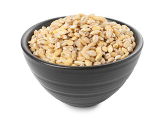 Poster - Pearl barley groats in bowl isolated on white