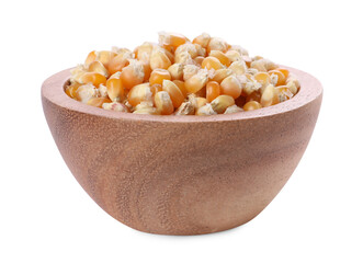 Sticker - Fresh corn kernels in wooden bowl isolated on white