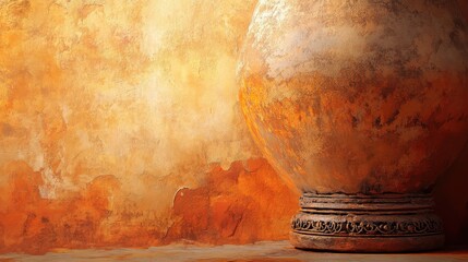 Wall Mural - Close-up of a Roman amphora base showing faint decorative etchings worn terracotta surface