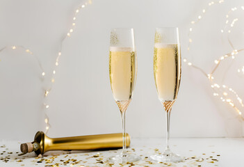 two glasses of champagne on a new years eve