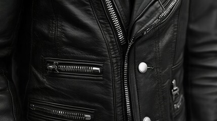 Leather jacket with stylish zipper details