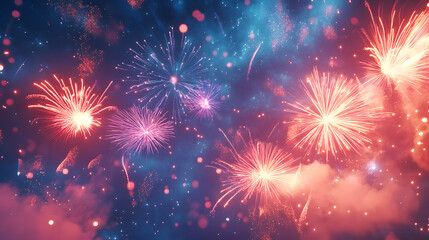 Poster - celebration colored firework light up the sky