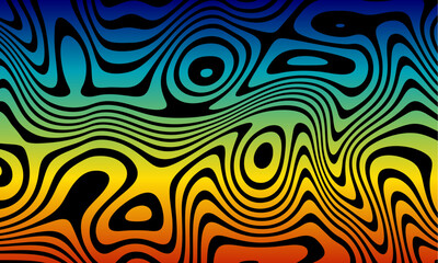 Fototapete - Abstract retro 70s background vector. Colorful vintage 1970 stylish wallpaper with swirl psychedelic shapes. Illustration design suitable for poster, banner