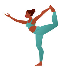 Yogini in Dancer Pose Natarajasana Graceful Yoga Balance Vector Illustration