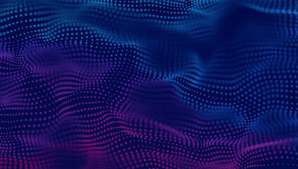 Canvas Print - futuristic digital wave pattern with vibrant gradient dots and flowing motion, ideal for tech and da