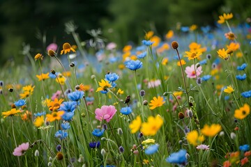 Canvas Print - Vibrant Wildflower Meadow in Full Bloom