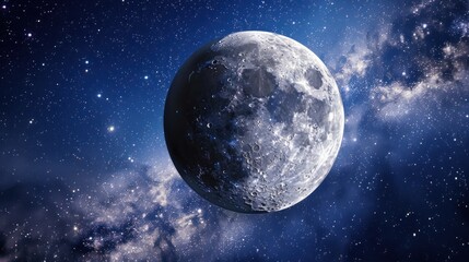 Wall Mural - close-up of the moon in space with a starry sky background. astronomy and outer space concept.