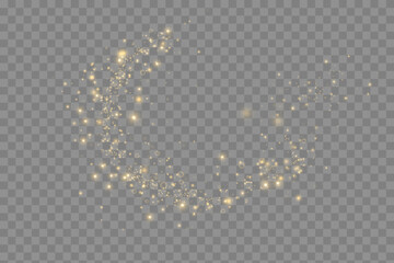 Poster - Gold sparks and golden stars glitter special light effect. Vector sparkles on transparent background. Christmas abstract.