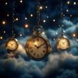 © PuriStudio - Surreal landscape with floating clocks in sky creates dreamlike atmosphere, evoking sense of wonder and timelessness