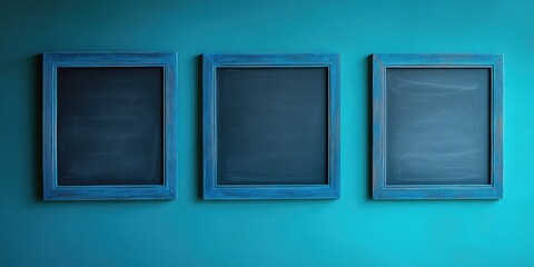 Wall Mural - Blue frames on blue wall