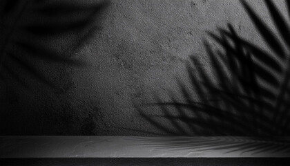 Wall Mural - abstract studio black background for product presentation. empty room with shadows of window and flo