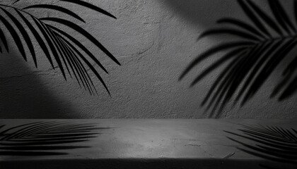 Wall Mural - abstract studio black background for product presentation. empty room with shadows of window and flo