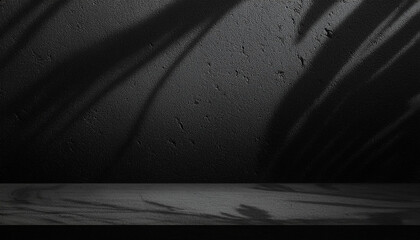 Wall Mural - abstract studio black background for product presentation. empty room with shadows of window and flo