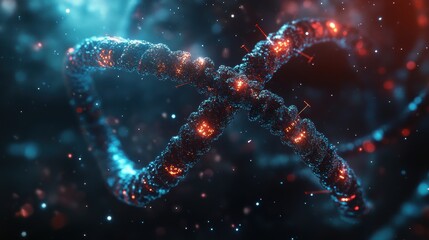 Wall Mural - DNA double helix genetic material. Gene sequencing abstract design. Floating in space background, .science, abstract, biology, biotechnology, molecular, health, genetic.