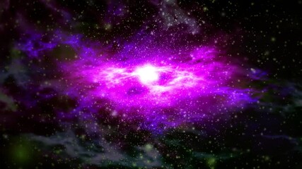 colorful glow purple nebula and shining stars. hyperspace abstract background animated. galaxy, nebu
