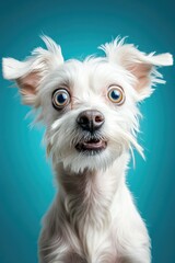 Poster - Small White Dog with Big Blue Eyes