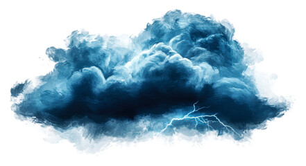 Wall Mural - lightning storm cloud in clear sky isolated on transparent background