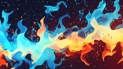Wall Mural - halftone dot pattern flame blue fire background