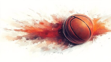Basktball ball graphic image illustration, brushstroke