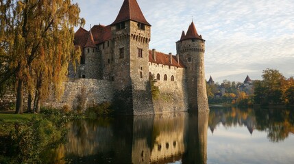 Well-preserved medieval castle with a moat, capturing the essence of history