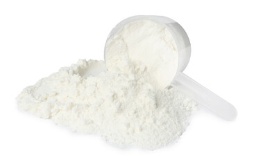 Sticker - Protein powder and scoop isolated on white