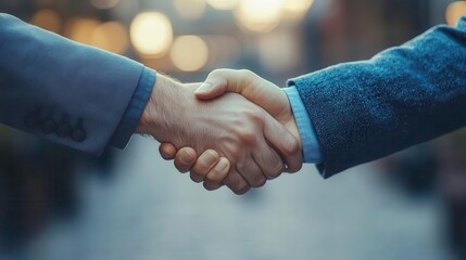 close-up handshake between two professionals, symbolizing agreement and partnership.