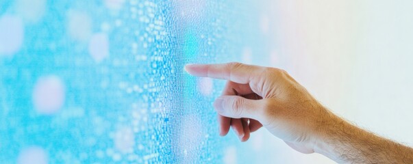 Leinwandbilder - Hand Interacting with Digital Interface in Modern Technological Setting