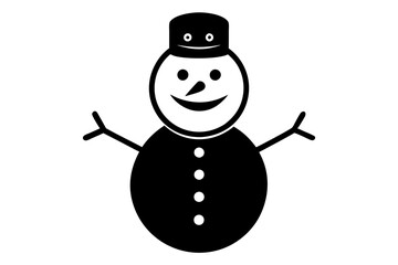 Smiling snowman | isolated vector silhouette illustration on white background