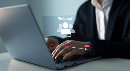Wall Mural - internet webinar learning and web conference.e-learning education and online webinar. internet e-lea