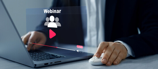 Wall Mural - internet webinar learning and web conference.e-learning education and online webinar. internet e-lea