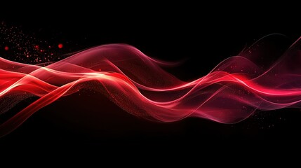 Canvas Print - Abstract, energy and red motion waves on a black background