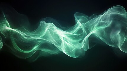 Canvas Print - Abstract, energy and green motion waves on a black background