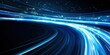 © Nadia Do - Speed trail in space concept design, abstract background with a blue neon path of light leading through the stars