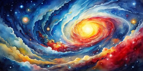 Wall Mural - Cosmic Watercolor Swirl, Galaxy, Nebula