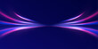 © Vitalii - Abstract fast moving glowing neon particle created blue light curve line motion, digital futuristic internet data speed. Expressway, the effect of car headlights. Low-poly construction of fine lines.