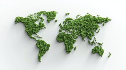 green world map design on a white isolated background.