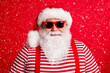 © deagreez - Close-up portrait of his he nice handsome attractive cheery white-haired Santa christmastime wintertime isolated over bright vivid shine vibrant red color background